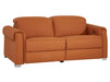 3 Seater Leather Recliner Sofa with USB Ports & Power Headrest | Orange Real Leather | Turin | Sofa Shop