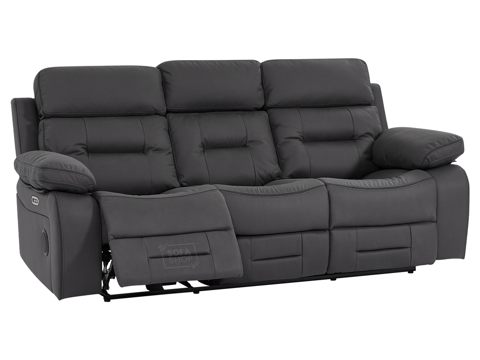 3 Seater Electric Recliner Cinema Sofa in Grey Fabric with Drop-Down Table, LED Reading Light, Power Headrest, Power Recliner, Bluetooth, Socket Set, Storage Drawer, USB & Wireless Charging | Sicily | The Sofa Shop