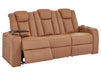 3 Seater Power Recliner Sofa with USB Charging, Cup Holders, Storage, LED Lights & Massage | Tan Leather Aire | Capri | The Sofa Shop