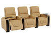 3+1 Electric Reclining Home Cinema Sofa Set | Tan Real Leather Couch Suite with USB Charging Ports, LED & Table | Assisi | The Sofa Shop