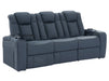 3 2 Electric Recliner Sofa Set with USB Ports, Drink Holders & Storage Boxes - Blue Real Leather 2 Piece Cinema Sofa - Capri