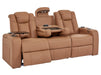 3 Seater Power Recliner Sofa with USB Charging, Cup Holders, Storage, LED Lights & Massage | Tan Leather Aire | Capri | The Sofa Shop