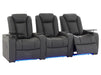 3+1 Piece Electric Home Cinema Theatre Sofa Set | Real Leather Couch Suite Package In Grey + Chilled Cupholders + Console + Power Lumbar + Table | Milano | Sofa Shop