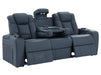 3 2 Electric Recliner Sofa Set with USB Ports, Drink Holders & Storage Boxes - Blue Real Leather 2 Piece Cinema Sofa - Capri