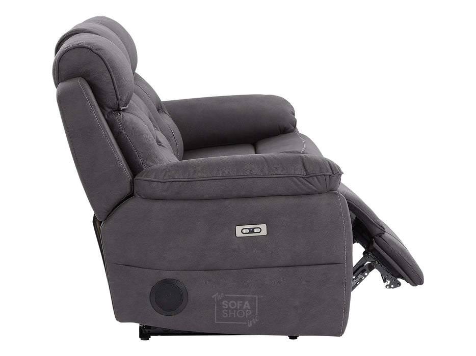 3 Seat Electric Recliner Home Cinema Theatre Sofa | Fabric Couch In Black + Cupholders + Table + Power Headrests + Speakers | Florence | The Sofa Shop