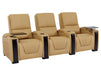 3+1 Electric Reclining Home Cinema Sofa Set | Tan Real Leather Couch Suite with USB Charging Ports, LED & Table | Assisi | The Sofa Shop