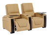 3+2+1 Cinema Reclining Sofa Set | 3.Piece Electric Genuine Leather Sofa Package in Tan | Power Headrest, USB & Table | Assisi | The Sofa Shop