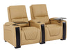 3+2+1 Cinema Reclining Sofa Set | 3.Piece Electric Genuine Leather Sofa Package in Tan | Power Headrest, USB & Table | Assisi | The Sofa Shop