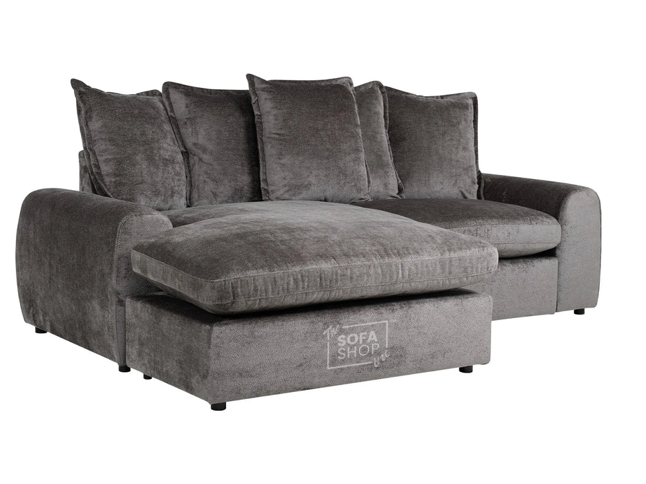 Grey Corner Sofa Bed with Footstool - Genova