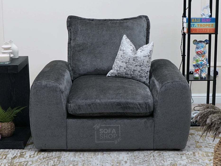 Grey Accent Chair In Fabric With Removable Cushions - Genova