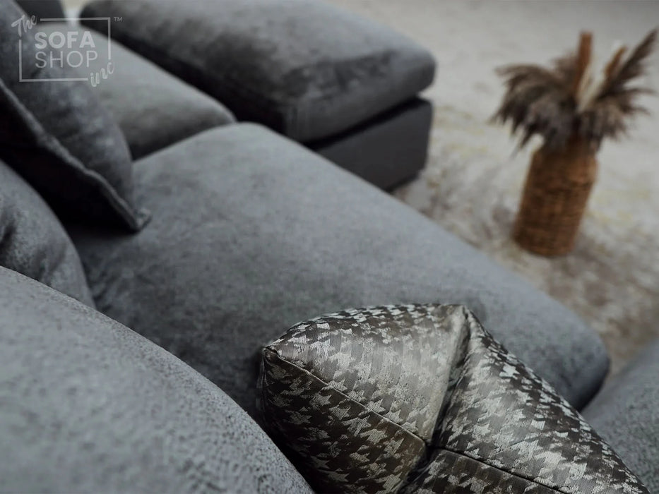 2 Seater Grey Fabric Sofa With Removable Cushions - Genova - Sofa Sale