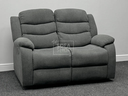 Sortino 2 Seater Fabric Recliner Sofa in Dark Grey - Ex Display Sofas 258