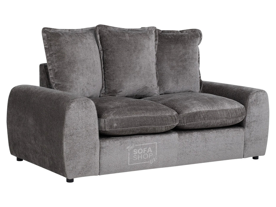 Set of 2+1 Seater Grey Fabric Sofa With Removable Cushions