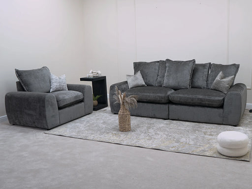 Set of 3+1 Grey Fabric Sofa With Removable Cushions