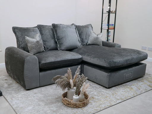 Grey Corner Sofa Bed with Footstool - Genova