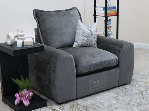 Grey Accent Chair In Fabric With Removable Cushions - Genova