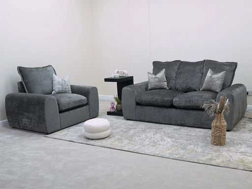 Set of 2+1 Seater Grey Fabric Sofa With Removable Cushions