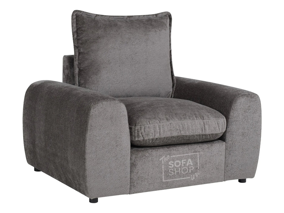 Set of 3+1 Grey Fabric Sofa With Removable Cushions