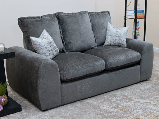 2 Seater Grey Fabric Sofa With Removable Cushions - Genova