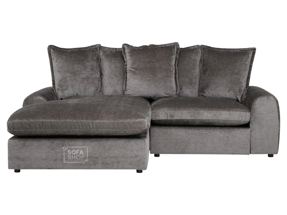 Grey Corner Sofa Bed with Footstool - Genova