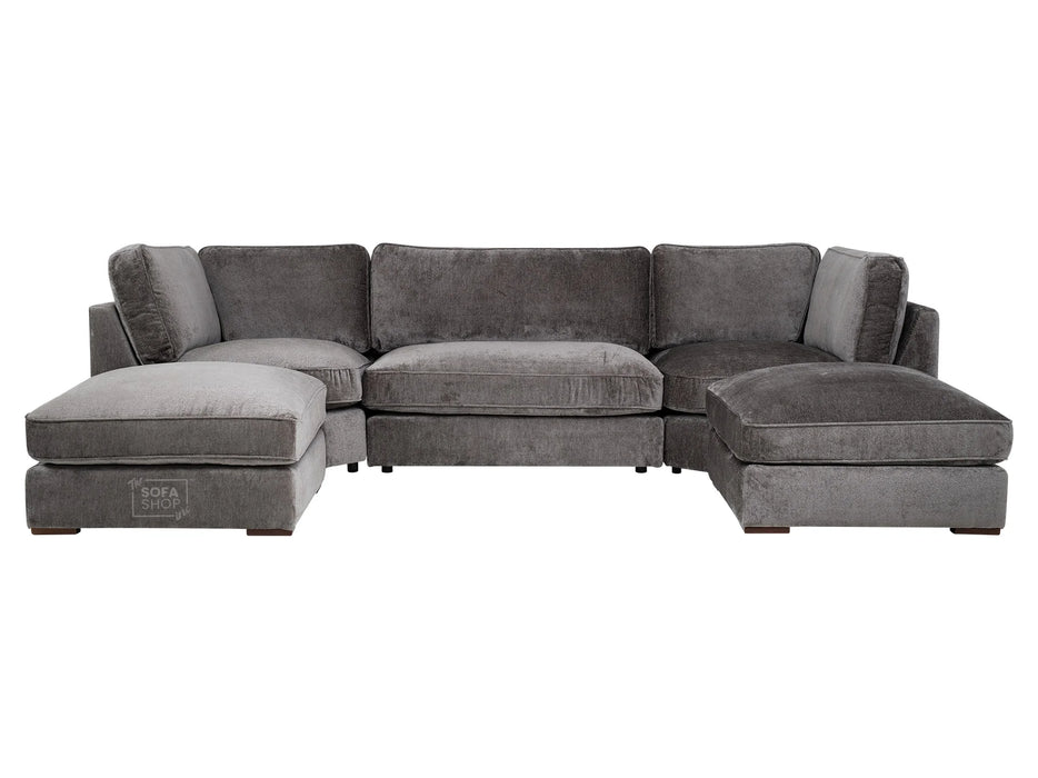 Fabric U Shaped Corner Sofa In Grey - Novara