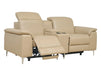 3 2 Electric Recliner Sofa Set. 2 Piece Recliner Sofa Package Suite in Beige Leather With USB Ports & Cooling Cup Holders- Solero