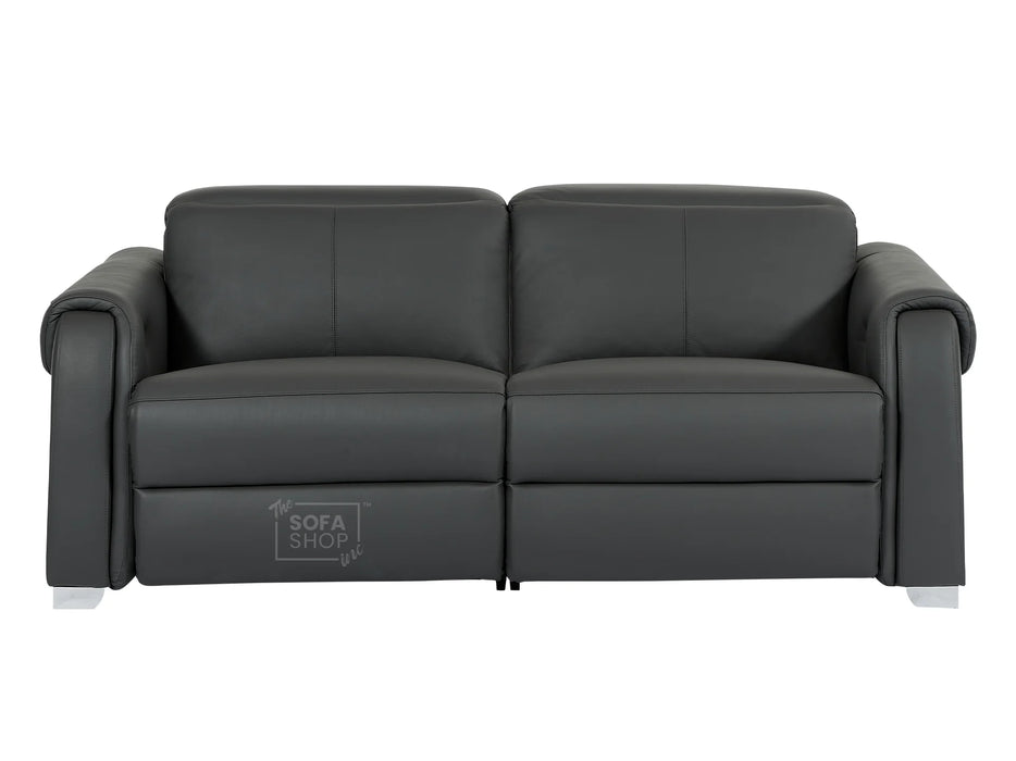 3+1 Recliner Electric Sofa Package | 2-Piece Smart Sofa Suite in Grey Real Leather | Adjustable Headrests & USB | Turin | The Sofa Shop