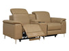 2 Seater Beige Leather Electric Recliner Sofa with Storage, Cup Holders & Usb Ports - Solero