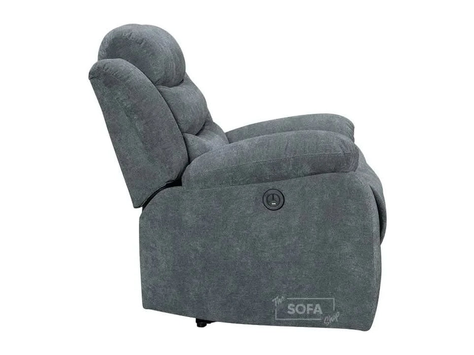 Electric Recliner Chair in Grey Fabric | Smooth Power Reclining Mechanism | Chelsea | Sofa Sale