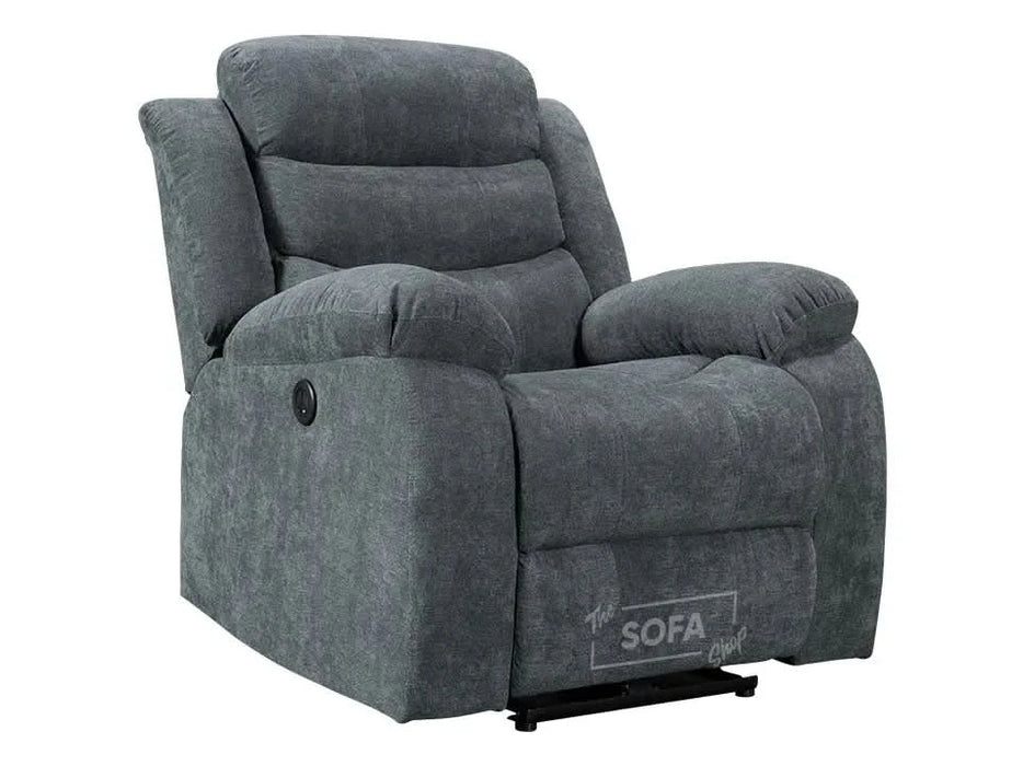 Electric Recliner Chair in Grey Fabric | Smooth Power Reclining Mechanism | Chelsea | Sofa Sale