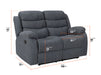 2 Seater Fabric Recliner Sofa in Dark Grey - Sortino