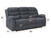 3+1 Recliner Sofa Set inc. Chair in Dark Grey Fabric with Drop-Down Table & Cup Holders - 2 Piece Sortino Sofa Set