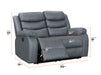 2 1 1 Recliner Sofa Set inc. Chairs in Grey Leather - 3 Piece Sortino Sofa Set