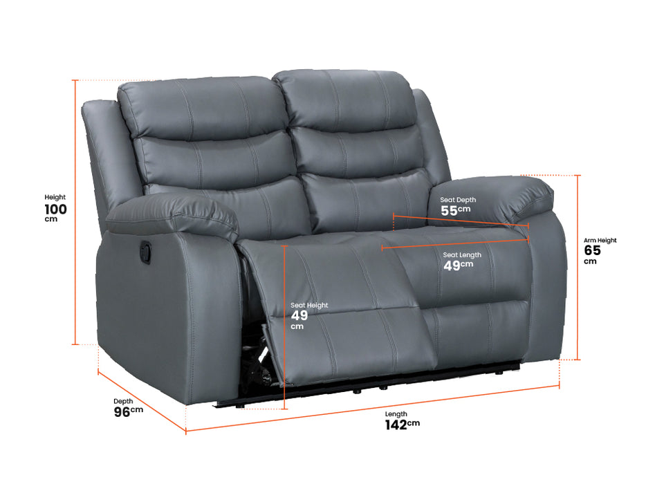2+2 Recliner Sofa Set - Grey Leather Sofa Package - Sorrento