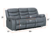 3 Seater Recliner Sofa in Grey Leather with Drop-Down Table & Cup Holders - Sortino