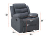 3+1 Recliner Sofa Set inc. Chair in Dark Grey Fabric with Drop-Down Table & Cup Holders - 2 Piece Sortino Sofa Set