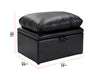 Black Leather Cushion Top Footstool - Bari