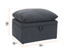 Dark Grey Fabric Cushion Top Footstool - Bari