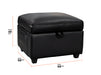 Black Leather Storage Footstool - Ravenna