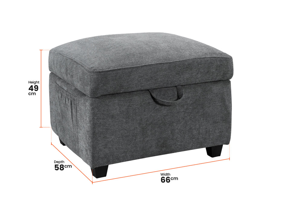 Recliner Corner Sofa in Dark Grey Fabric with Drop Down Tables & Cup Holders - Sorrento