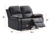 2 1 1 Recliner Sofa Set inc. Chairs in Black Leather - 3 Piece Trento Sofa Set