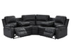 Recliner Corner Sofa in Black Leather with Drop Down Tables & Cup Holders - Trento