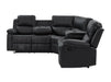 Recliner Corner Sofa in Black Leather with Drop Down Tables & Cup Holders - Trento