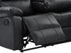 Recliner Corner Sofa in Black Leather with Drop Down Tables & Cup Holders - Trento