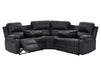 Recliner Corner Sofa in Black Leather with Drop Down Tables & Cup Holders - Trento