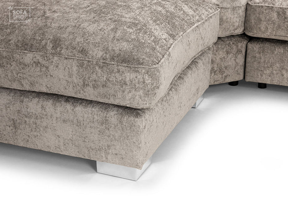 U Shaped Sofa in Grey Or Truffle Fabric with High Back - Bishop