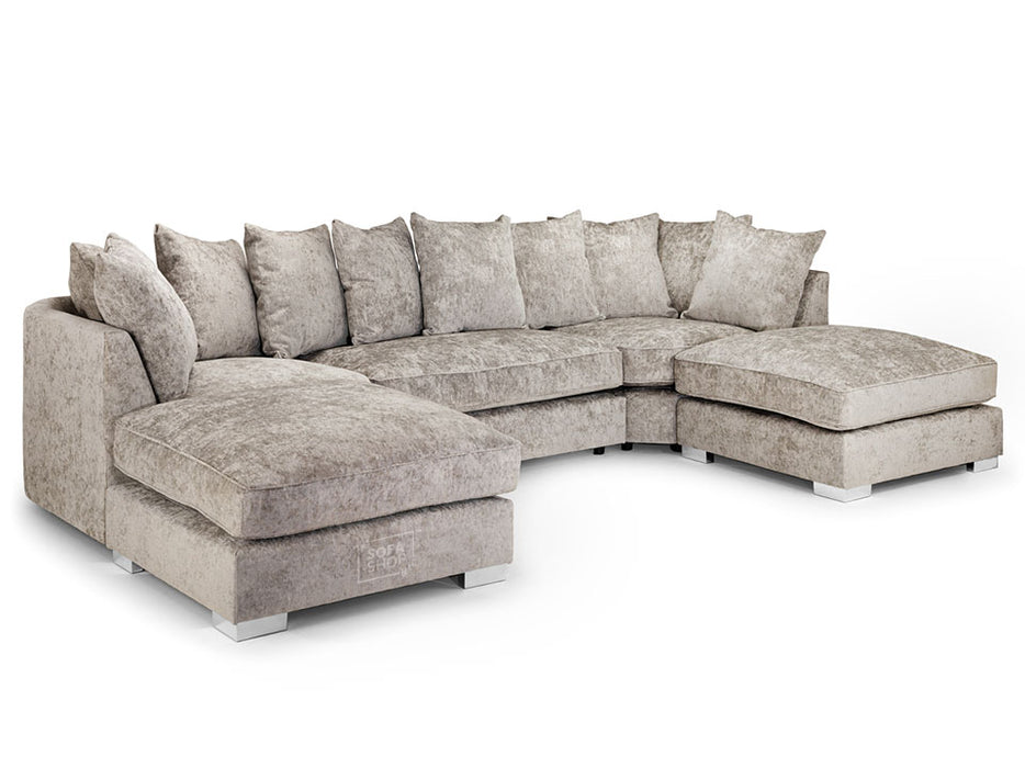 U Shaped Sofa in Grey Or Truffle Fabric with Scatter Back - Bishop