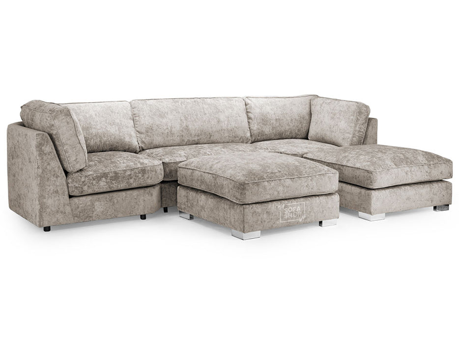 U Shaped Sofa in Grey Or Truffle Fabric with High Back - Bishop