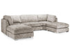 U Shaped Sofa in Grey Or Truffle Fabric with High Back - Bishop