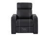 Electric Recliner Chair in Black Real Leather With White Stitching + Cup Holders + LED Light - Rimini